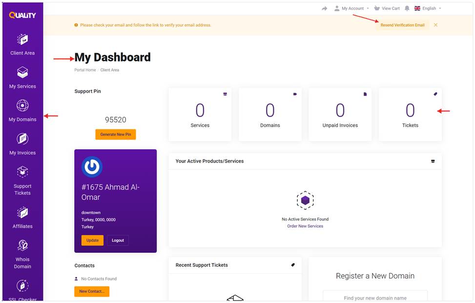 Client Area Quality Hosting